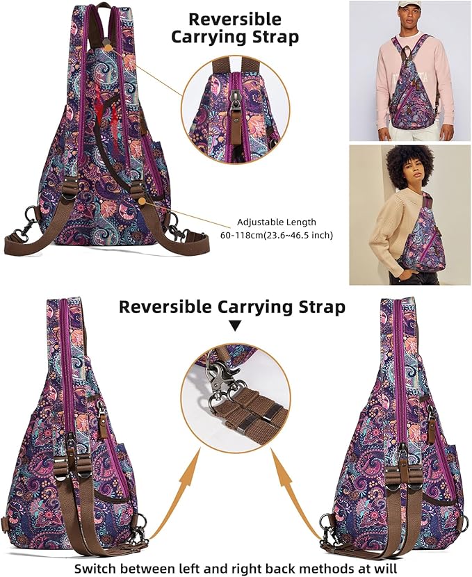 KL928 Canvas Sling Bag - Small Crossbody Backpack Shoulder Casual Daypack Rucksack for Men Women