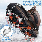 WIN.MAX Crampons for Shoes, Traction Cleats Ice Snow Grips with 19 Stainless Steel Spikes, Shoe Talons Anti - Slip Boots Spikes for Walking, Jogging, Climbing and Hiking