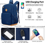 KEOFID Classic Travel backpack for Men and Women, Anti Theft Laptop Backpack with USB Charging Port for Work, Large Bag for College, Water Resistent(Blue 19inches)