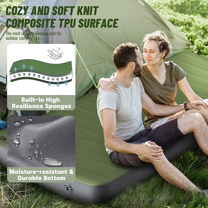 Self-Inflating Memory Foam Sleeping Pad - R-Value 13, Full Size (78"L x 55"W x 4"TH) - Thick Camping Mattress for Couples & Family, Comfortable & Durable, Perfect for Camping and Outdoor Adventures