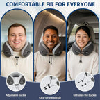 SKYTRAX COMF® Premium Ergonomic Memory Foam Travel Neck Pillow, Washable Cooling Ice Silk Cover, Firm Neck Support for Airplane Long Flights & Pain Relief, with Portable Carry Case (Grey)