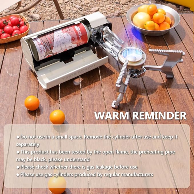 2600W Cassette Stove, Multi-Stage Adjustable Fire, Portable Gas Tank Butane Gas Stove with Storage Package, Easy to Carry for Camping, Picnic and Outdoor Travel (Milk White)