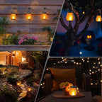 Hompavo Gen2 Solar Lanterns Outdoor Waterproof with Realistic Flickering Flame, Dual Charging (USB/Solar) & 2 Modes - Decorative Hanging/Table Lights for Yard Patio Garden Halloween Christmas Decor, 4