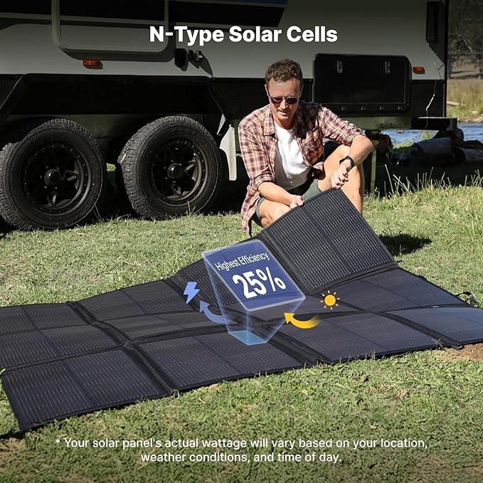 440W Portable Solar Panel, 17.2lbs Foldable SolarBag, Splits 2×220W Solar Blanket, 25% High Efficiency, Lightweight Solar Panel Charger for Camping, RV, SUV, Marine, Off Grid