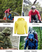 COOFANDY Men's Packable Rain Jacket Lightweight Waterproof Raincoat with Hood Travel Hiking Golf Windbreaker