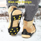 Non-Slip Ice Cleats Snow Grips, Strong Traction Crampons 11 Steel Studs, for Shoes and Boots, Snow Ice Walking