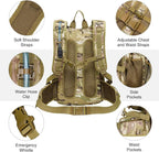 22L Tactical Hydration Backpack with 3L Water Bladder, Lightweight Molle Water Bag for Men Women, Hiking Hydration Pack for Cycling Running Biking Hunting, Daypack with Waist Pocket, Camo