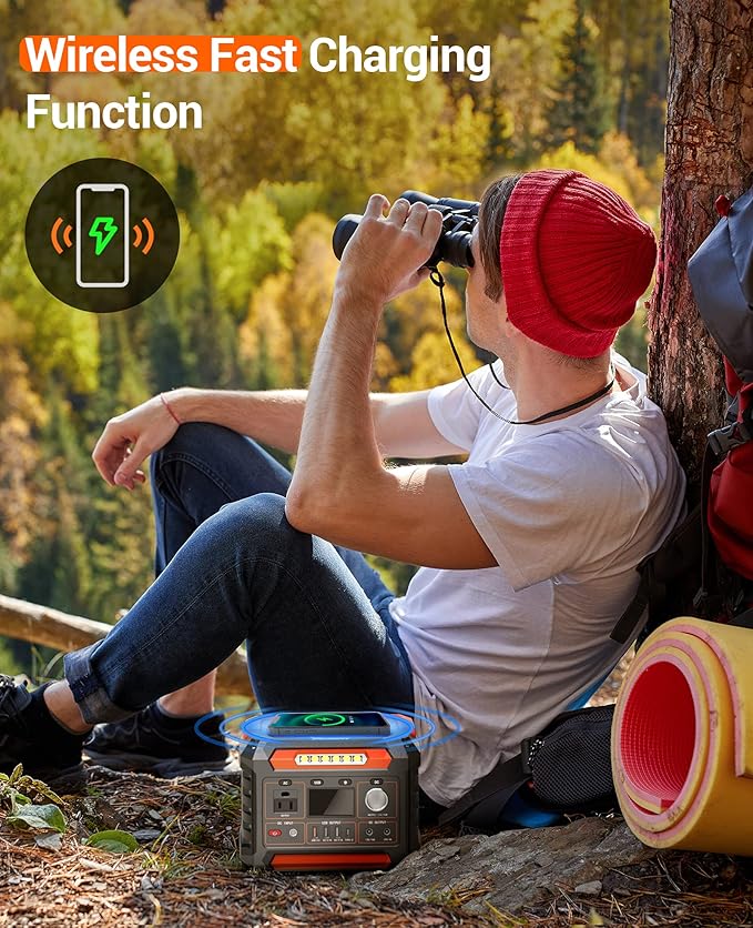 PROGENY 300W Portable Power Station, 299Wh/80818mAh Solar Generator, Regulated DC Output Backup Battery with Pass-Through Charging AC Outlet, Pure Sine Wave, LED Light Power Station for CPAP Camping