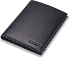 HISCOW Italian Leather Passport Holder for Travel - RFID Blocking Wallet Cover with Secure Organizer for Men & Women, US & Foreign Trips, Black