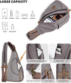 KL928 Canvas Sling Bag - Small Crossbody Backpack Shoulder Casual Daypack Rucksack for Men Women(Large Version)