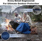 Waterproof Outdoor Blanket 82”X 55” Packable, Stadium Blankets for Camping with Sherpa Fleece Lining, Large Windproof Emergency Throw for Garss Picnic Hiking Road Trip, Machine Washable, Black 300GSM