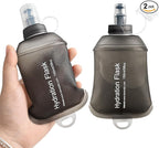 GYGYL Soft Flask, TPU Collapsible Soft Water Bottle for Hydration Pack, Running Vest, Leak-Proof Folding Water Bottle for Hiking Cycling Climbing Jogging-150ml Grey, 2pcs