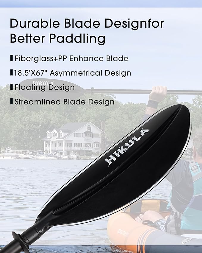 Kayak Paddle Aluminum Shaft Paddle with Nylon Blades, Floating Adjustable Kayaking Oars, 3 Piece, 220-240cm/86-94 Inches,Black/Rose/Teal/Black/Orange/Grey