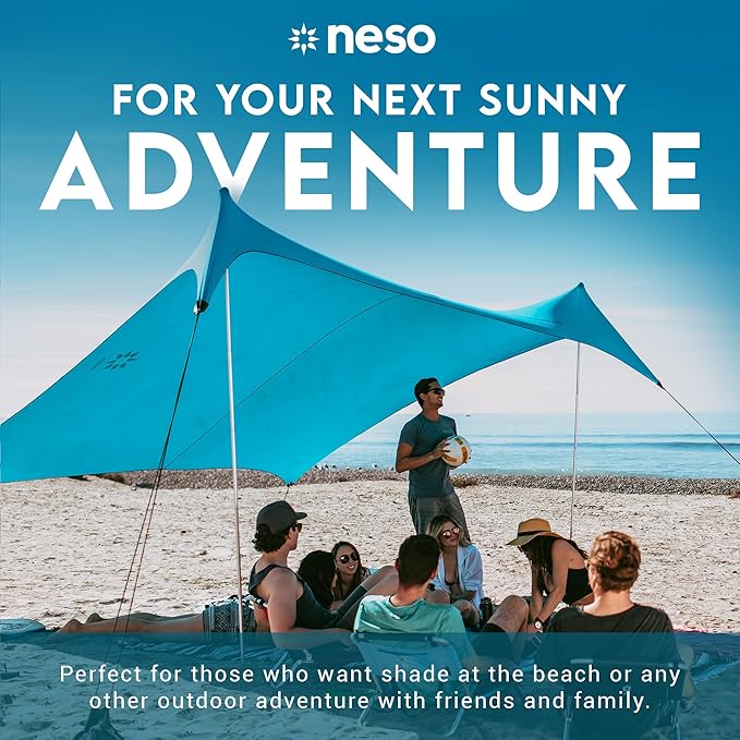 Neso Gigante - Portable Beach Tent - Ideal to Enjoy with Family and Friends - UPF 50+, Water-Resistant, and Lightweight - Teal, 11' x 11'