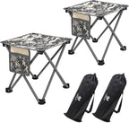 Opliy Camping Stool 2 Pack,13.5 Inch Portable Folding Stool for Outdoor Gardening and Beach Hiking Fishing,Foot Stool with Carry Bag (Camouflage)