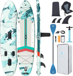 ZLX 11'6" Extra Wide Inflatable Stand Up Paddle Board SUP, Stable Non-Slip Deck Pad, Unique Fin System and Premium iSUP Accessories - Portable Backpack & Upgraded Pump for Adults, All Skill Levels