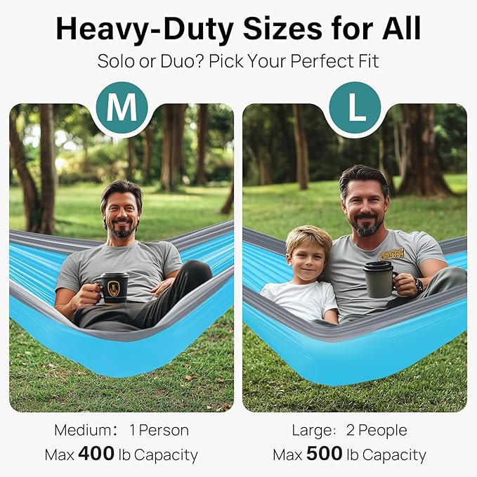 Kootek Camping Hammock, Portable Hammocks with Tree Straps & Attached Carry Bag, Camping Essentials Gear, Perfect for Outside Indoor Hiking Beach Backpack Travel