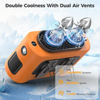 14500mAh Portable Waist Fan Clip On Belt- Rechargeable Battery Operated,Max 40H Cooling,5 Speed 14600RPM,Dual Air Vent, Hands-free Shirt Neck Fan With Light for Outdoor Jobsite Camping Traveling