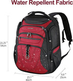 KROSER Friendly Travel Laptop Backpack 18.4 inch XXXL Gaming Backpack Water-Repellent College Daypack Business Backpack with RFID Pockets & USB Port for Men/Women-Black/Red
