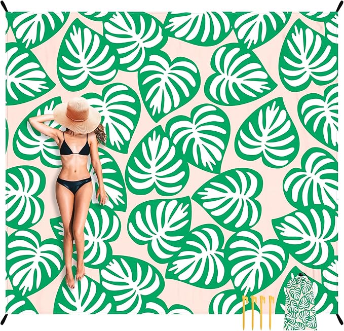 Beach Blanket, Waterproof Sandproof Beach Mat Lightweight Outdoor Picnic Blanket for Travel, Camping, Hiking