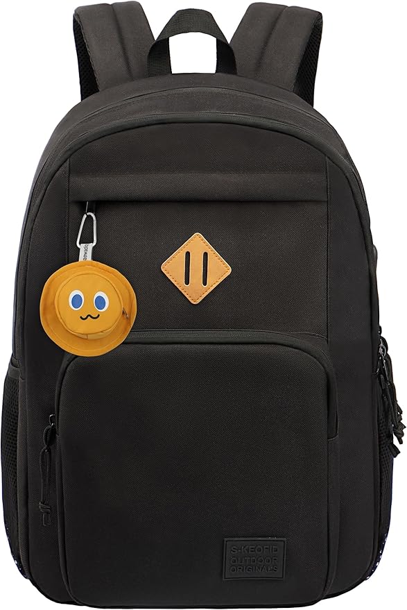 KEOFID Travel backpack for Men and Women, Anti Theft Laptop Backpack with USB Charging Port for Work, Large Bag for College, Water Resistent(Black with Yellow)