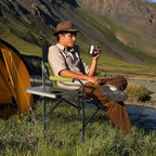 VILLEY Heavy Duty Directors Chair, Folding Camping Chairs, Portable Foldable Chair, for Camp Tailgating Lawn Picnic Fishing Beach, Supports 350 LBS, Green