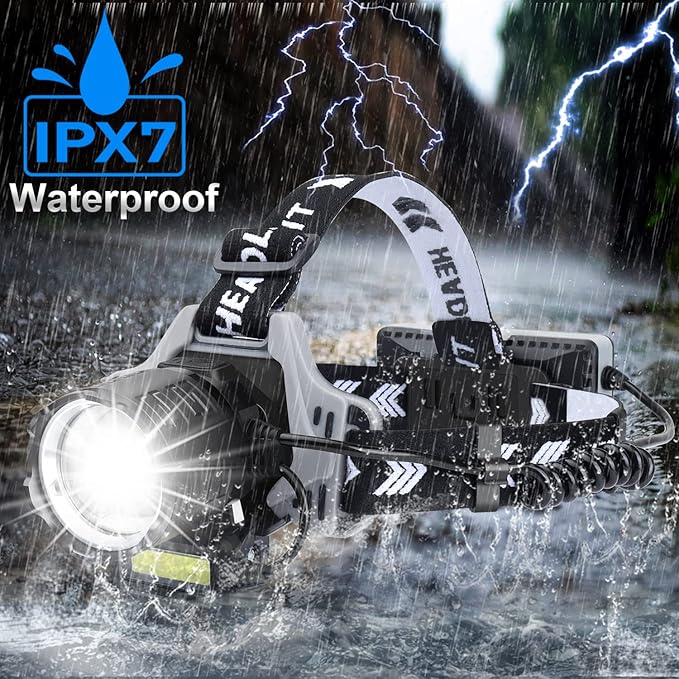 Bud K Rechargeable LED Headlamp, 1200 Lumens Super Bright Headlamp Flashlight with Motion Sensor, 8 Modes, 135°Adjustable, IPX7 Waterproof Head Lamp for Camping, Running, Climbing, Hiking