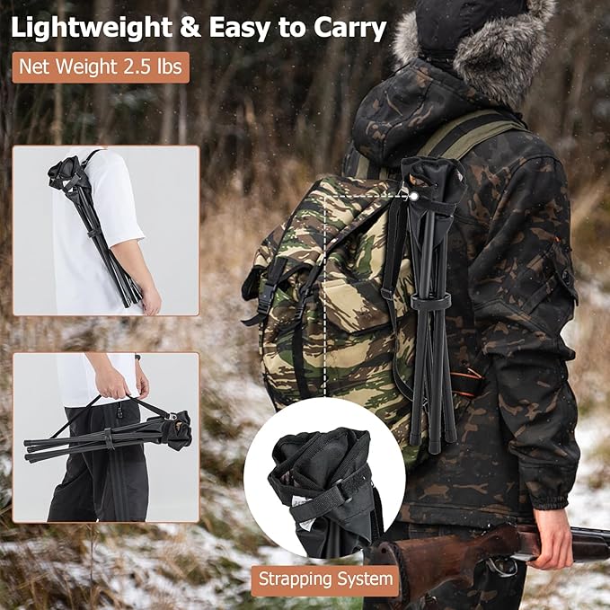 GYMAX 2 Pack Folding Stool, Portable Tripod Lightweight Hunting Stool with Shoulder Strap, Outdoor Hunting Chair Blind Chair for Fishing Camping, Hiking, Backpacking, Camouflage