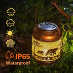 Bear Solar Lanterns Outdoor Waterproof,Hanging Solar Lights Bear Gifts for Women Men Metal LED Decorative Light for Yard,Patio,Lawn,Tabletop,Pathway,Landscape,Garden Decor