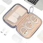 NISHEL Travel Cord Organizer Case, Double Layers Tech Electronic Bag, Essentials for Charger, Cable, Phone, Flash drive, Large, Aegean-Blue