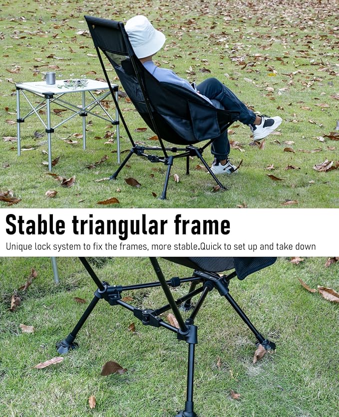 iClimb Ultralight Compact Camping Folding Beach Chair with Anti-Sinking Large Feet (Green - Triangular Frame High Back - 2PC)