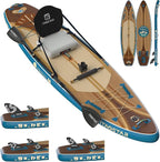 Wild 11'×36"/11'6"×34"/12'6"×33" Inflatable Paddle Board with Seat, One-Stop Premium SUP Board Gears, Tailored 5 Fins, Stable Inflatable Stand Up Paddle Boards for Youth/Adults of All Levels