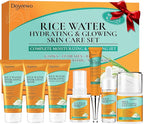 Skin Care Set,7Pcs Women Teen Glass Skincare w/Korean Rice Extract,Hydrate Glow Repair Anti-Aging Facial Routine Kit Self Care Gifts for Women Mom Wife Teenage Girl Teens 10-12 Travel-Size Kit