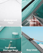 OutdoorMaster Beach Tent Sun Shelter with 2 Ventilated Doors, UPF50+ Easy Setup Beach Tent Canopy for 3 Person, Lightweight & Portable Family Beach Umbrellas for Sand with Carrying Bag-Cancun Seashore