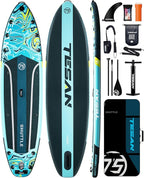11'6x35'' Extra Wide Inflatable Paddle Board,All-Round Ultra Stable Stand Up Paddleboards with Plus Kits for 450lb/3 People/Family,Dual Bungees, Camera Mount, 100L Backpack, Dual-Action Pump