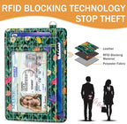 Yonlevres Black Cat Credit Card Holder Slim Wallet, Floral RFID Wallet Women Front Pocket Small Card Holder, Travel Funny Cute Thin Card Case ID Window PU Leather RFID Blocking Card Organizer Girls