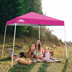 EAGLE PEAK 10x10 Slant Leg Pop-up Canopy Tent Easy One Person Setup Instant Outdoor Beach Canopy Folding Portable Sports Shelter 10x10 Base 8x8 Top (Pink)