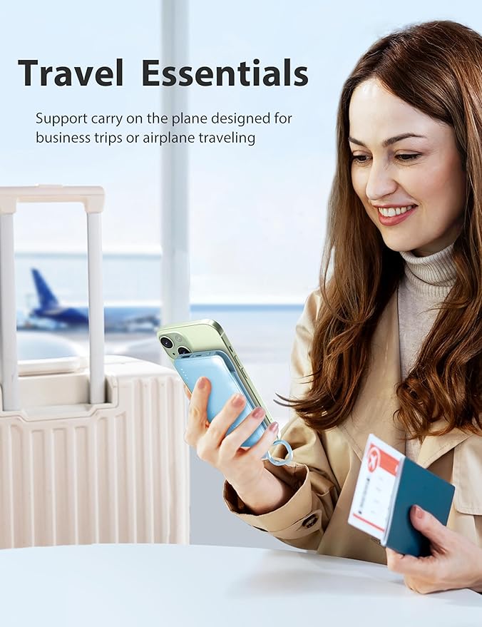 TG90° 2 Pack 10000mAh Power Bank Built-in Foldable AC Wall Plug and Cables,Ultra Slim Compact Cell Phone Fast Charger,External Battery Pack Compatible with iPhone and Android Devices,Black & Blue