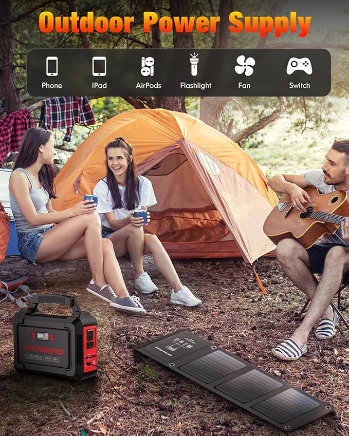 MARBERO 21W Portable Solar Panel Foldable Solar Panel Charger IP65 Waterproof Solar Panels 23% High Efficiency Fast Charger USB Ports & DC 18V Output for Camping Outdoor Travel Emergency Cloudy