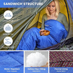 0 Degree Sleeping Bag for Cold Weather,100% Cotton Flannel XXL for Adults Big and Tall Cold Weather Winter Zero Degree Camping,Free Compression Sack