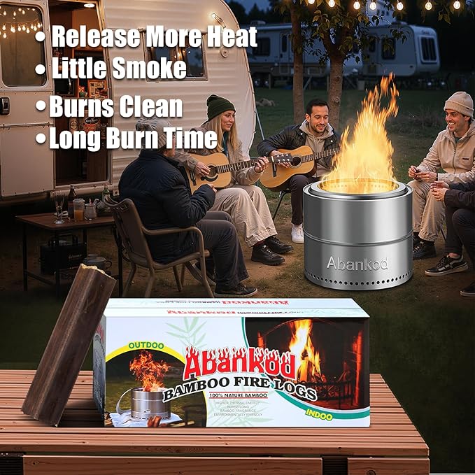 Fire Logs Fireplace Logs - Compressed Natural Bamboo Logs Fires tarter Bamboo Fire Log for Campfire, Fireplace, Wood Stove, Fire Pit, Indoor & Outdoor Pack of 4/2-Hour Burn