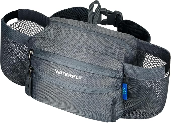 WATERFLY Fanny Pack Waist Bag: Waist Pack for Women Men with Two Water Bottle Holder Hiking Fanny Pack for Running Walking DogWalking Travel Cycling