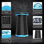 Upgraded Collapsible Stool with Max Load Capacity 330lbs Portable Telescoping & Folding Design Retractable Seat for Camping, Gardening, Fishing & Outdoor Adventures (Blue)