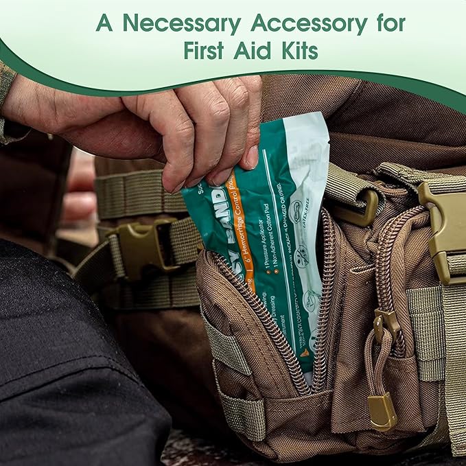 6 Inch 3 Packs Israeli Bandage - Emergency Bandage with Vacuum Sterile Package - for Wound Dressing, First Aid Kit, Medical Trauma Kit Refill