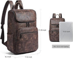 Leather Backpack for Women, Fits 17 Inch Laptop in Main Compartment, Dedicated 15.6 Inch Padded Sleeve, Large Vegan Leather Travel Computer Bag with Luggage Strap for Business and Work, Coffee