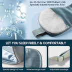 Sleep Mask 100% Mulberry Silk for Light Blocking, ZOESMIEN Eye Mask for Women Men Side Sleeper, Puffiness Dry Eyes Headache, Adjustable Strap, Christmas Gift Package, Misty Blue