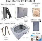 Survival Fire Starter Kit - Ferro Rod & Magnesium Fire Starter Compact Stove with Flint and Steel to Firestarter Fireplace Pit for Outdoor Camping Bushcraft Hiking Emergency Gadgets