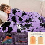Cow Print Electric Heated Blanket King Size,90X100 Purple Heating Blanket King With Dual Control&Timer&10 Heat Levels,Highland Cow Decor Fleece Sherpa Blankets Warmer Gifts for Bed Women Adults,ETL