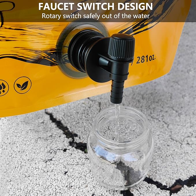 Collapsible 8L Water Storage Bag, BPA-Free Portable Folding Water Jug with Adjustable Faucet, Leakproof Emergency Water Bag for Camping, Hiking, Riding, Outdoor Sport (Orange, 4)