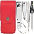 3 Swords Germany - Brand Quality 4 Piece Manicure Pedicure Grooming kit Set for Professional Finger & Toe Nail Care Tweezers File Clipper Fashion Leather case in Gift Box, Made by 3 Swords (02570)